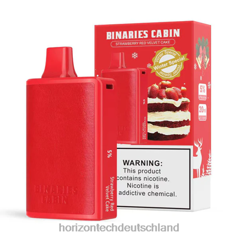 Horizon Tech Vape - HorizonTech Binaries Cabin Einweg 20ml X82D679 Erdbeerroter Samtkuchen