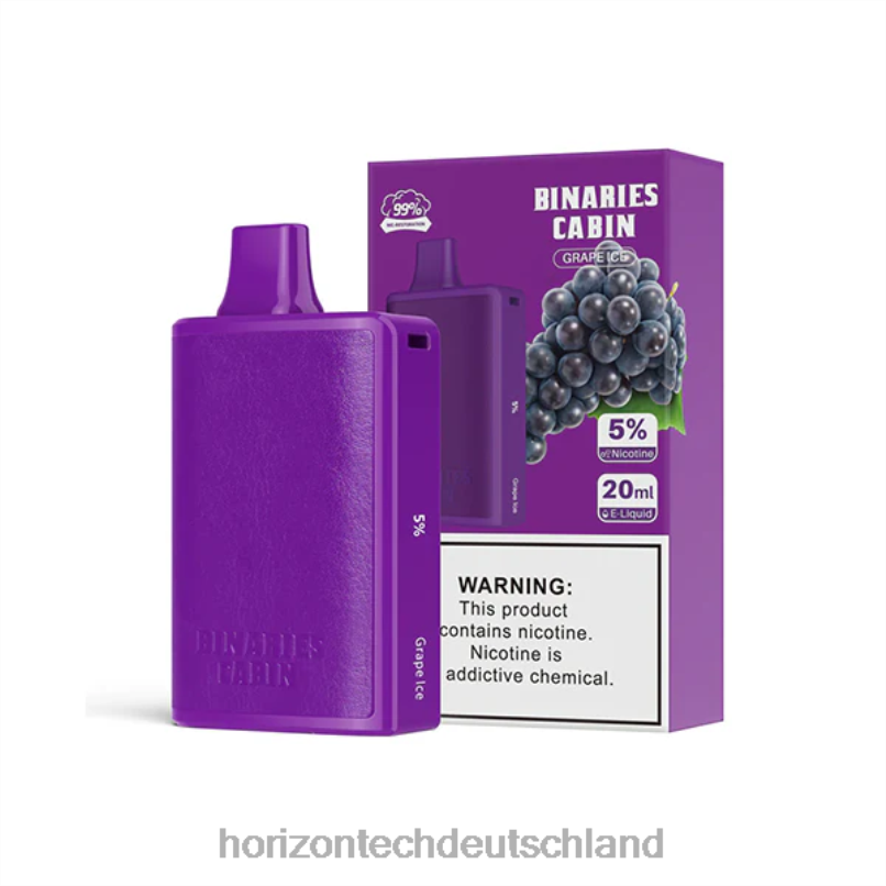 Horizon Tech Vape Tank - HorizonTech Binaries Cabin Einweg 20ml X82D655 Traubeneis