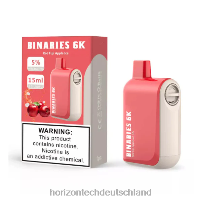 HorizonTech Disposable Vape - HorizonTech Binaries Cabin Einweg 15 ml X82D648 Rotes Fuji-Apfel-Eis