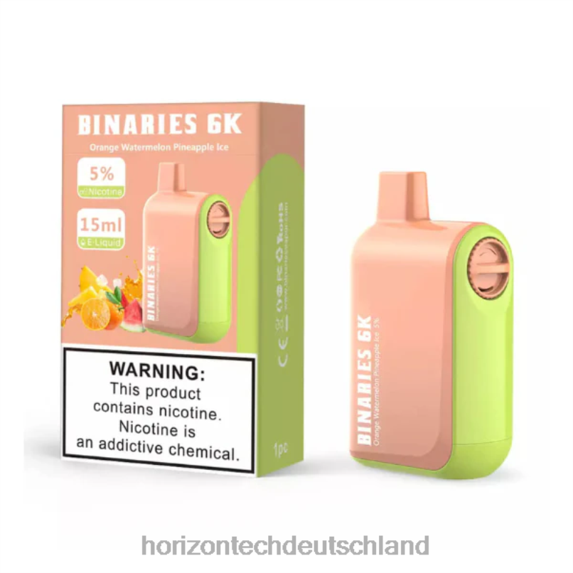 Horizon Tech Company - HorizonTech Binaries Cabin Einweg 15 ml X82D650 Orangen-Wassermelonen-Ananas-Eis