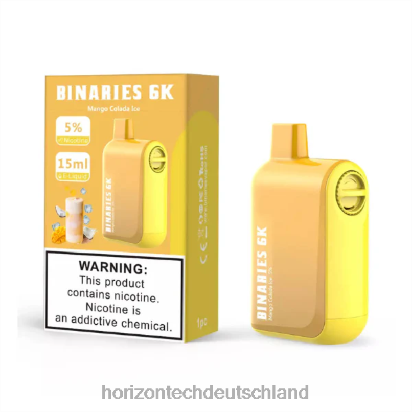 Horizon Tech Vape - HorizonTech Binaries Cabin Einweg 15 ml X82D649 Mango-Colada-Eis