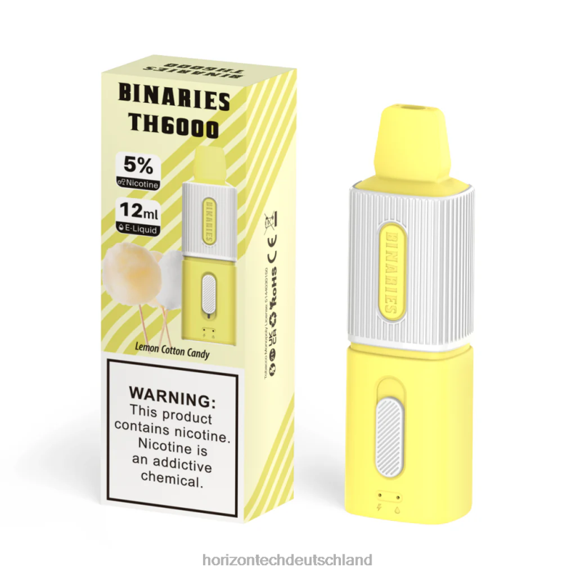 Horizon Tech Company - HorizonTech Binaries Cabin th6000 Einweg 12ml X82D6100 Zitronenzuckerwatte