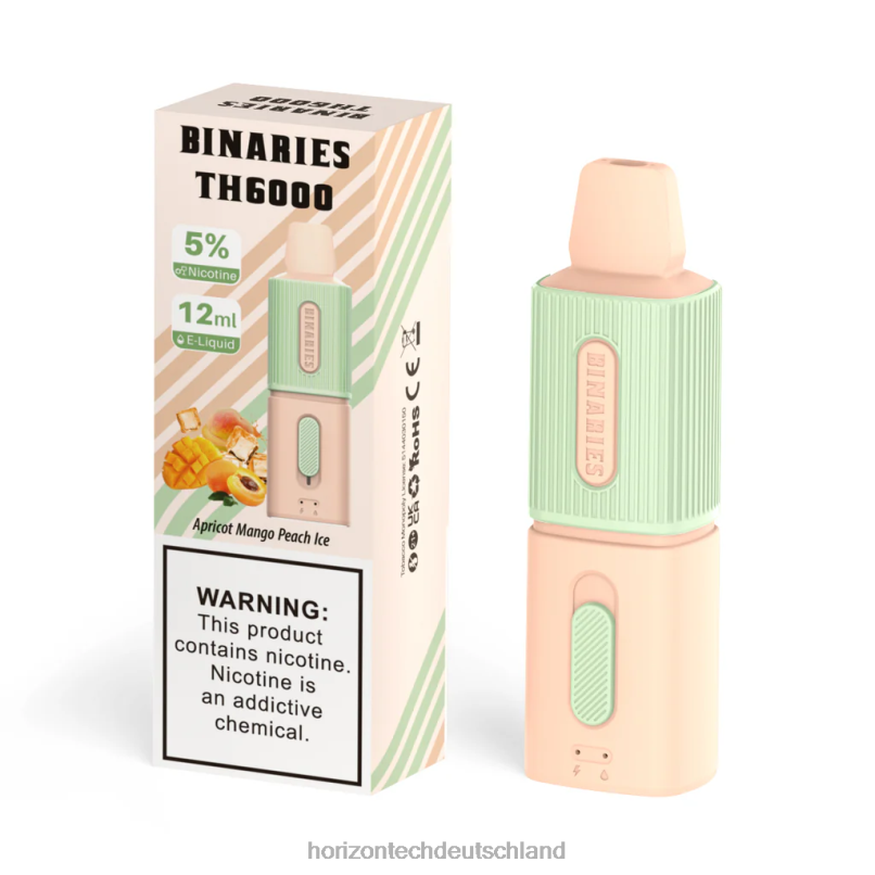 Horizon Tech Vape Coils - HorizonTech Binaries Cabin th6000 Einweg 12ml X82D6104 Aprikosen-Mango-Pfirsich-Eis