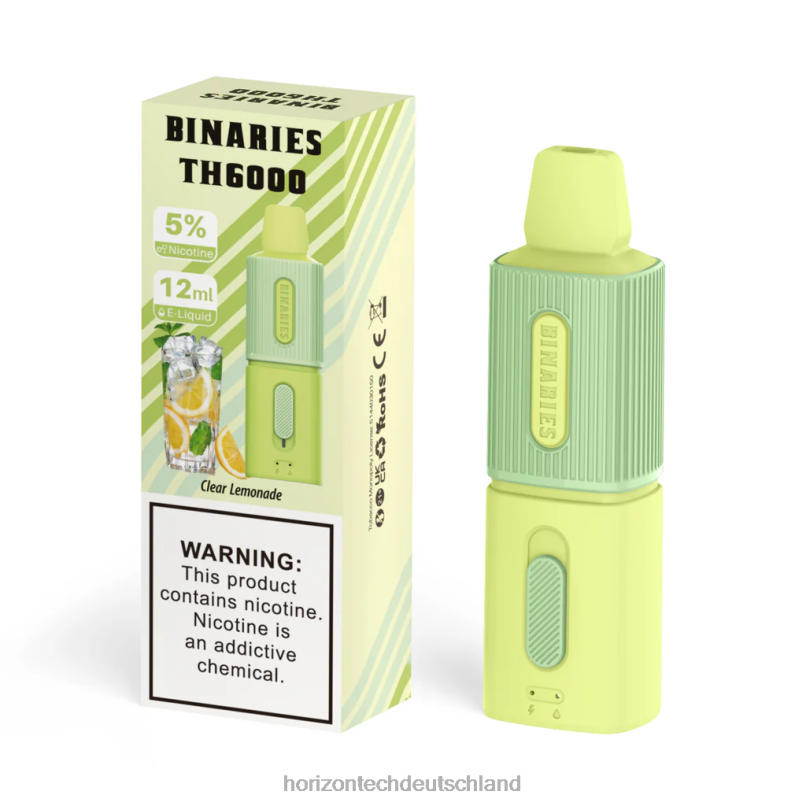 Horizon Tech Vape Coils - HorizonTech Binaries Cabin th6000 Einweg 12ml X82D6114 klare Limonade