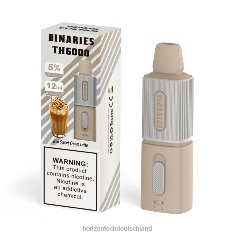 Horizon Tech Vape Coils - HorizonTech Binaries Cabin th6000 Einweg 12ml X82D6124 eisgekühlter, süßer Sahne-Latte