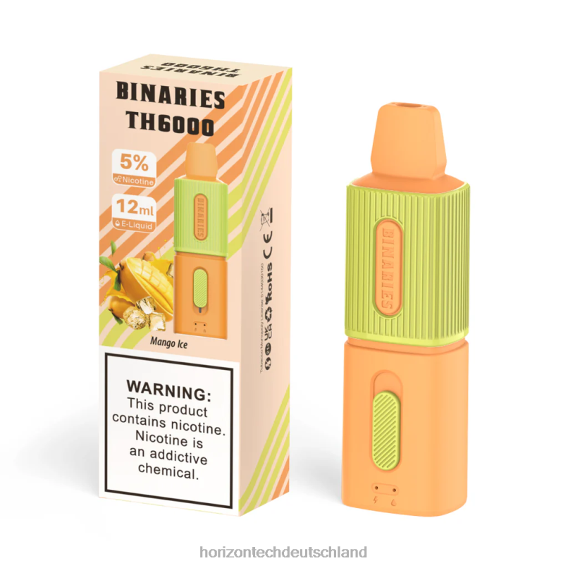 Horizon Tech Vape - HorizonTech Binaries Cabin th6000 Einweg 12ml X82D699 Mango-Eis