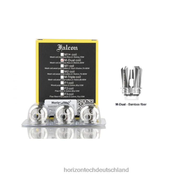 Horizon Tech Vape Tank - HorizonTech Falcon Spulen (3er-Pack) X82D6165 M-Dual-Mesh-Spule 0,38 Ohm